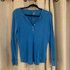 Aerie Vibrant Blue Long Sleeve Henley